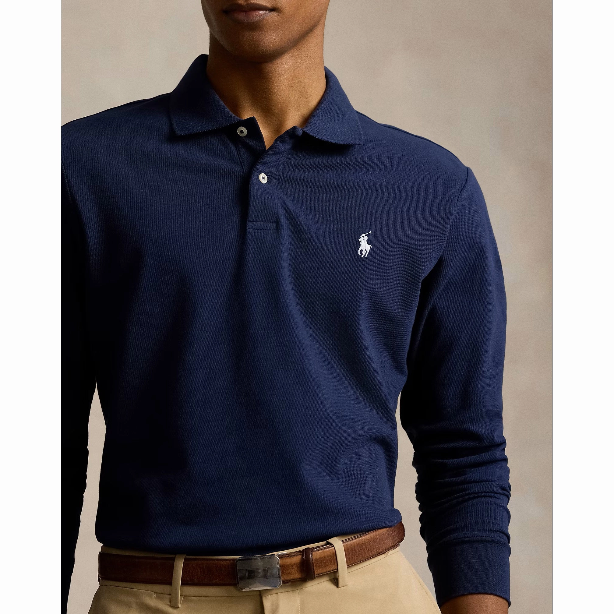 Soft Touch Polo Performance Ralph Lauren Performance Long Sleeve Polo Shirt - French Navy