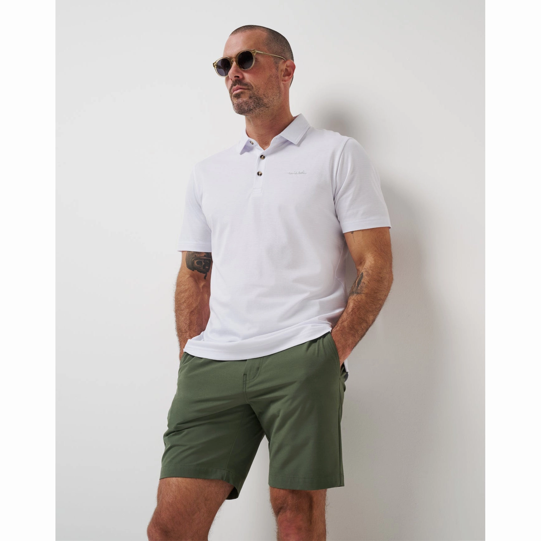 Travis Mathew The Zinna 2.0 Golf Shirt - White Reinforced Stitching