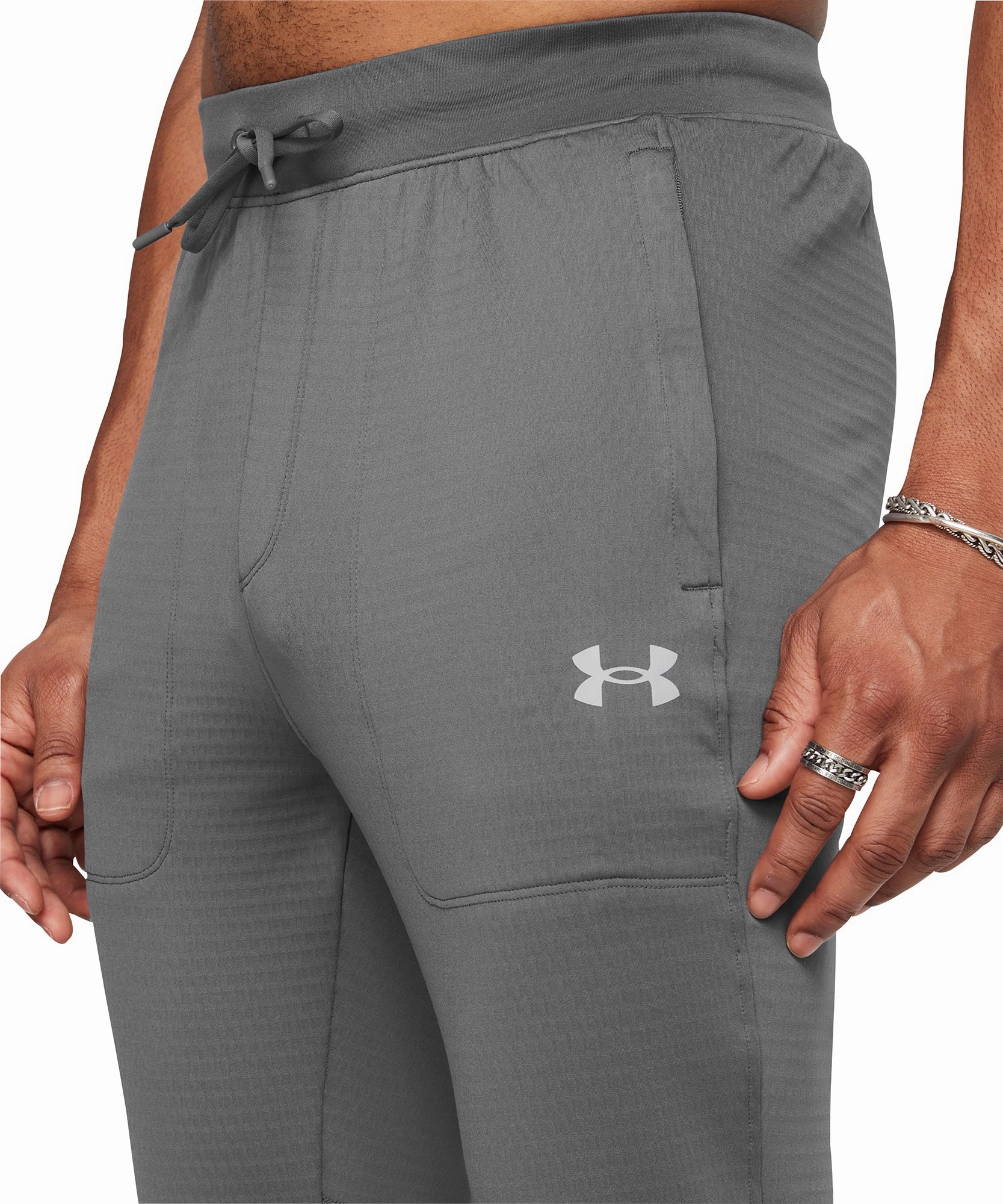 Active Performance Under Armour Vanish Cold Weather Mens Running Track Pants - Grey
