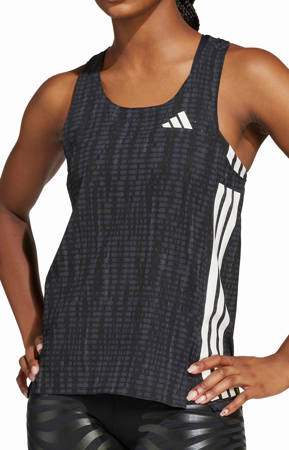adidas Adizero Womens Running Vest Tank Top - Black petite - plus size non standard