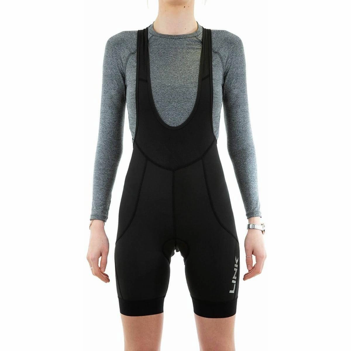 construction work Double Layered Reinforcement Link Ride Womens Cycling Bib Shorts - Black