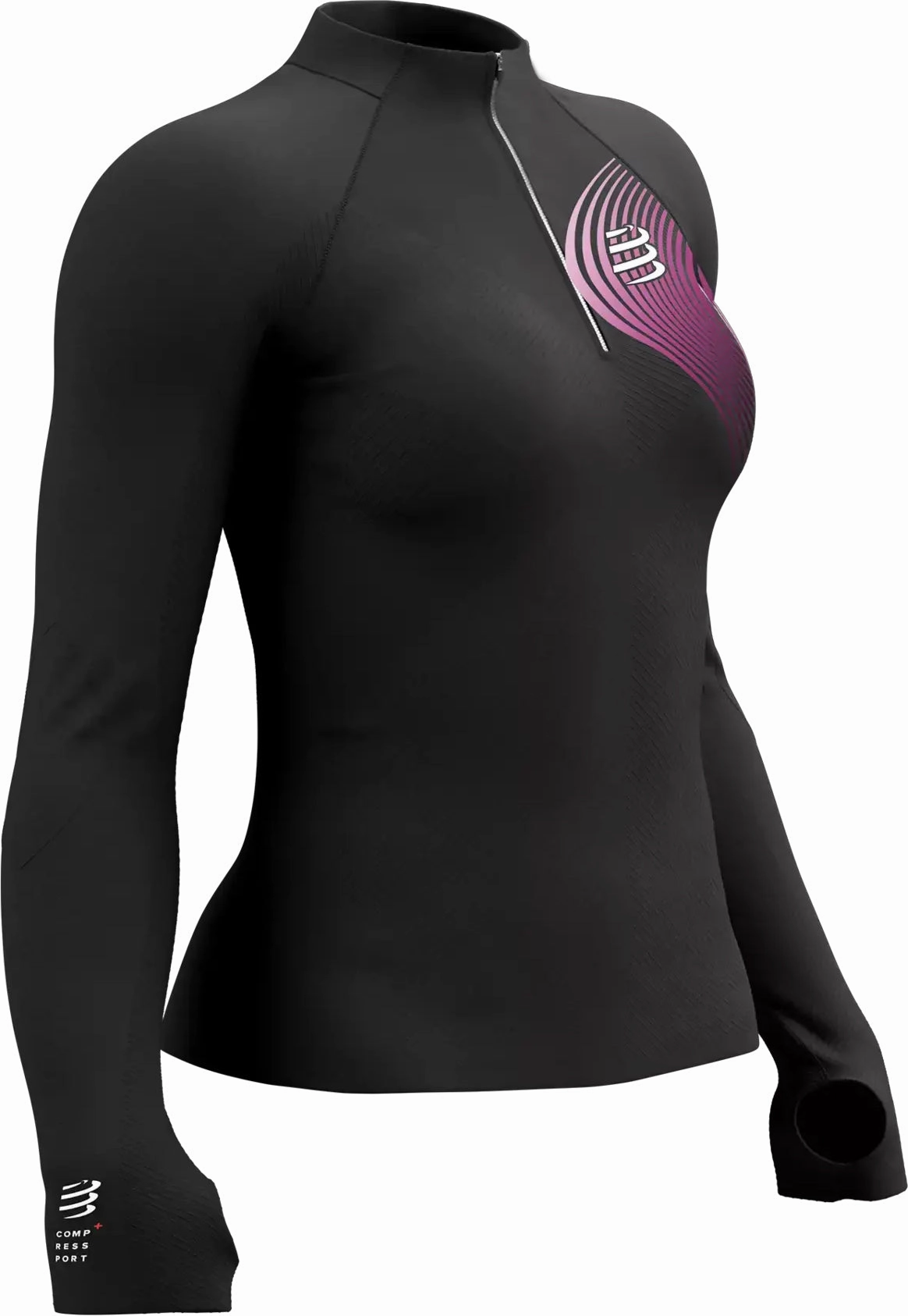 Matte Look Popular Choice Compressport Winter Trail Postural Half Zip Long Sleeve Womens Running Top - Grey