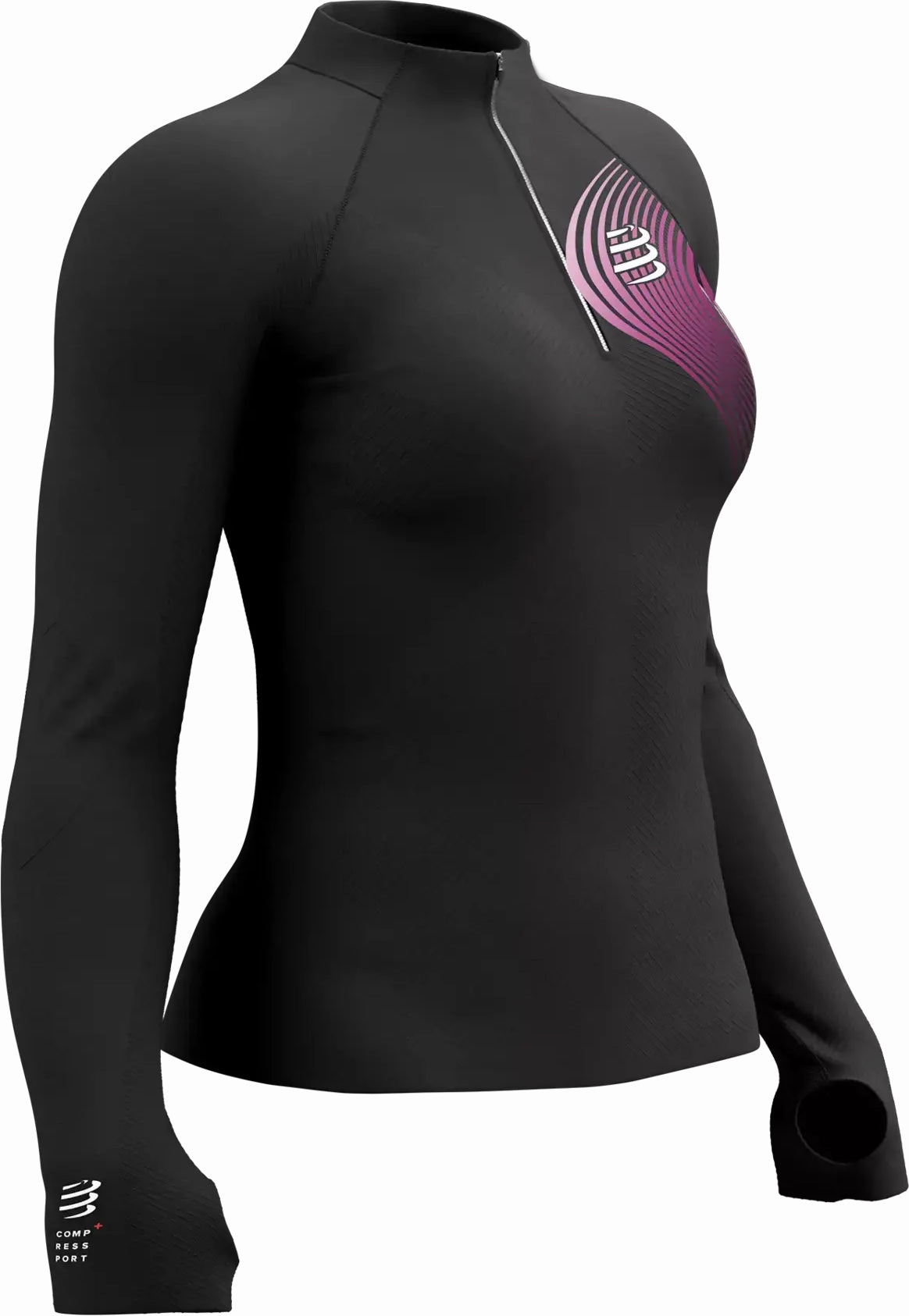 Compressport Winter Trail Postural Half Zip Long Sleeve Womens Running Top - Grey High End Recycled