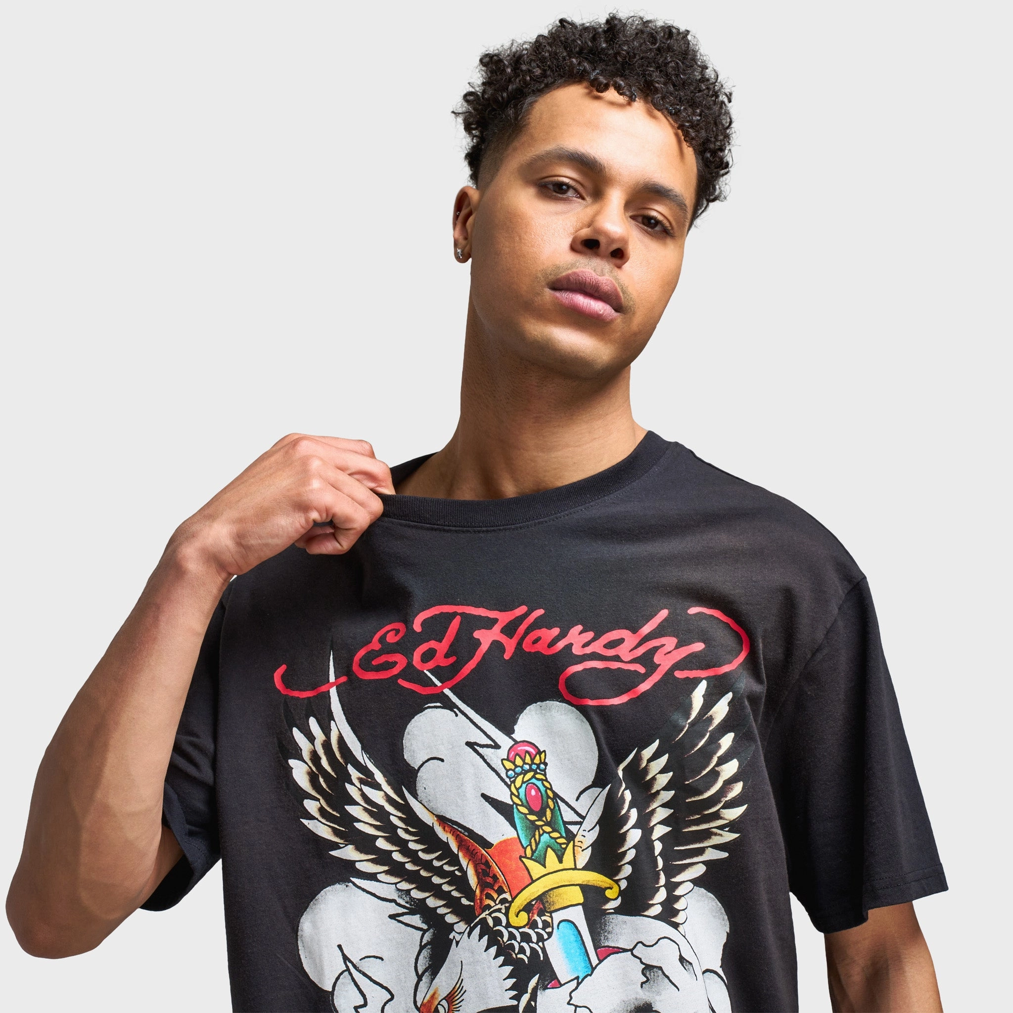 young users Street Fashion Ed Hardy Vintage '77 Eagle Graphic T-Shirt / Black