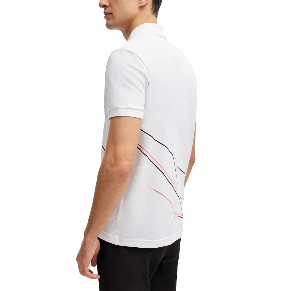 BOSS Paddy 3 Golf Shirt - White DoubleLayered Fabric Non Restrictive Cuff