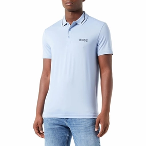 Boss Paddytech Golf Polo Shirt - Open Blue Colorfast Construction