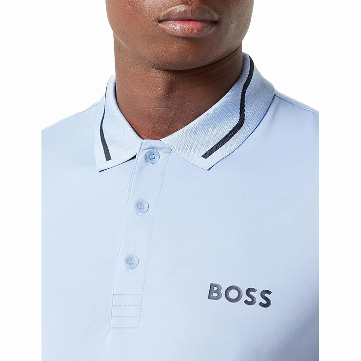 Reinforced Shoulders DoubleLayered Hem Binding Boss Paddytech Golf Polo Shirt - Open Blue