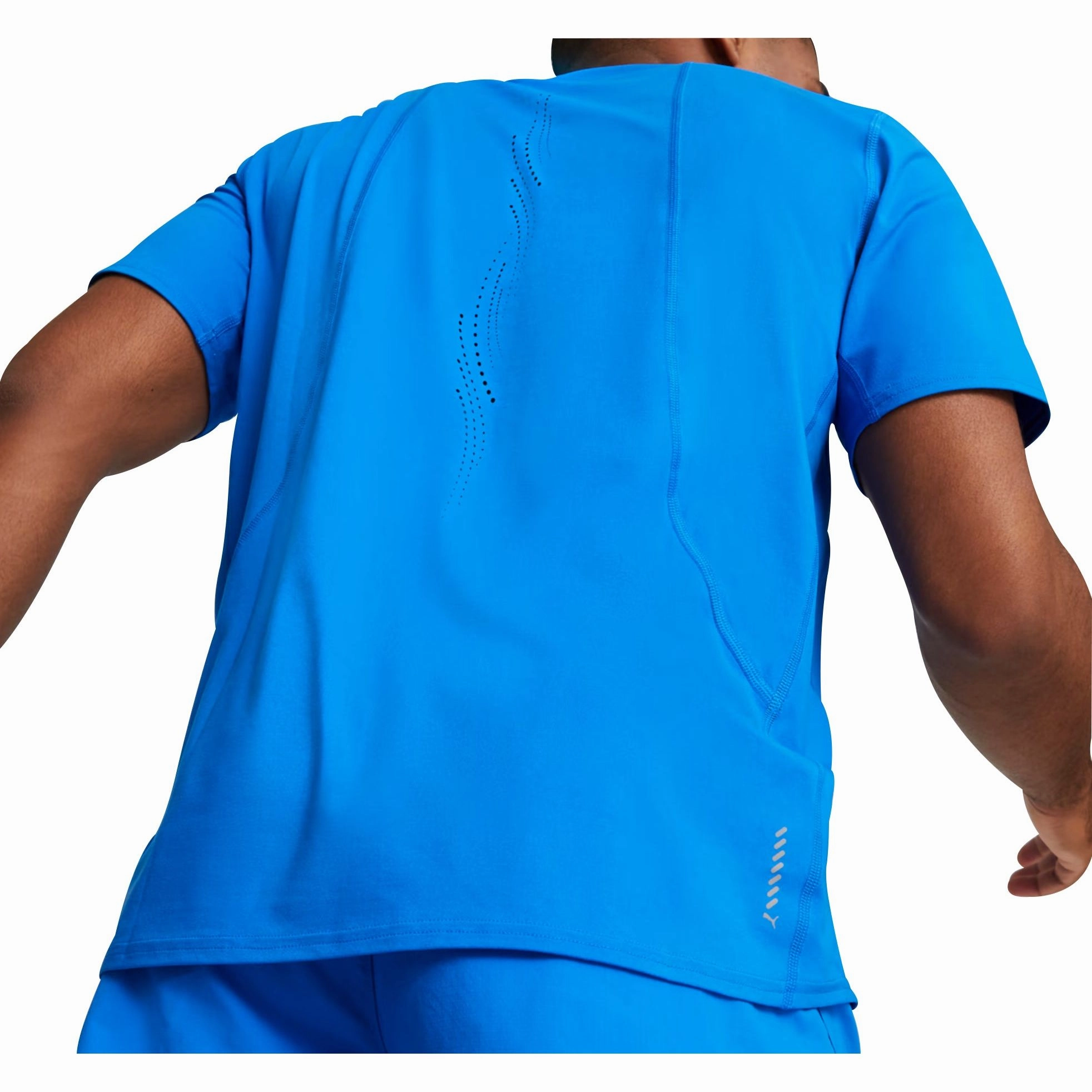 Puma Cloudspun Short Sleeve Mens Running Top - Blue ReinforcedNeckline Smooth Seam Technology