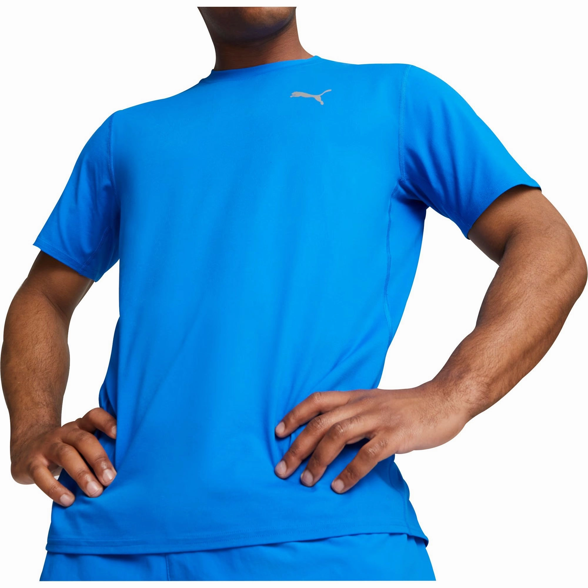 Sporty Style Puma Cloudspun Short Sleeve Mens Running Top - Blue