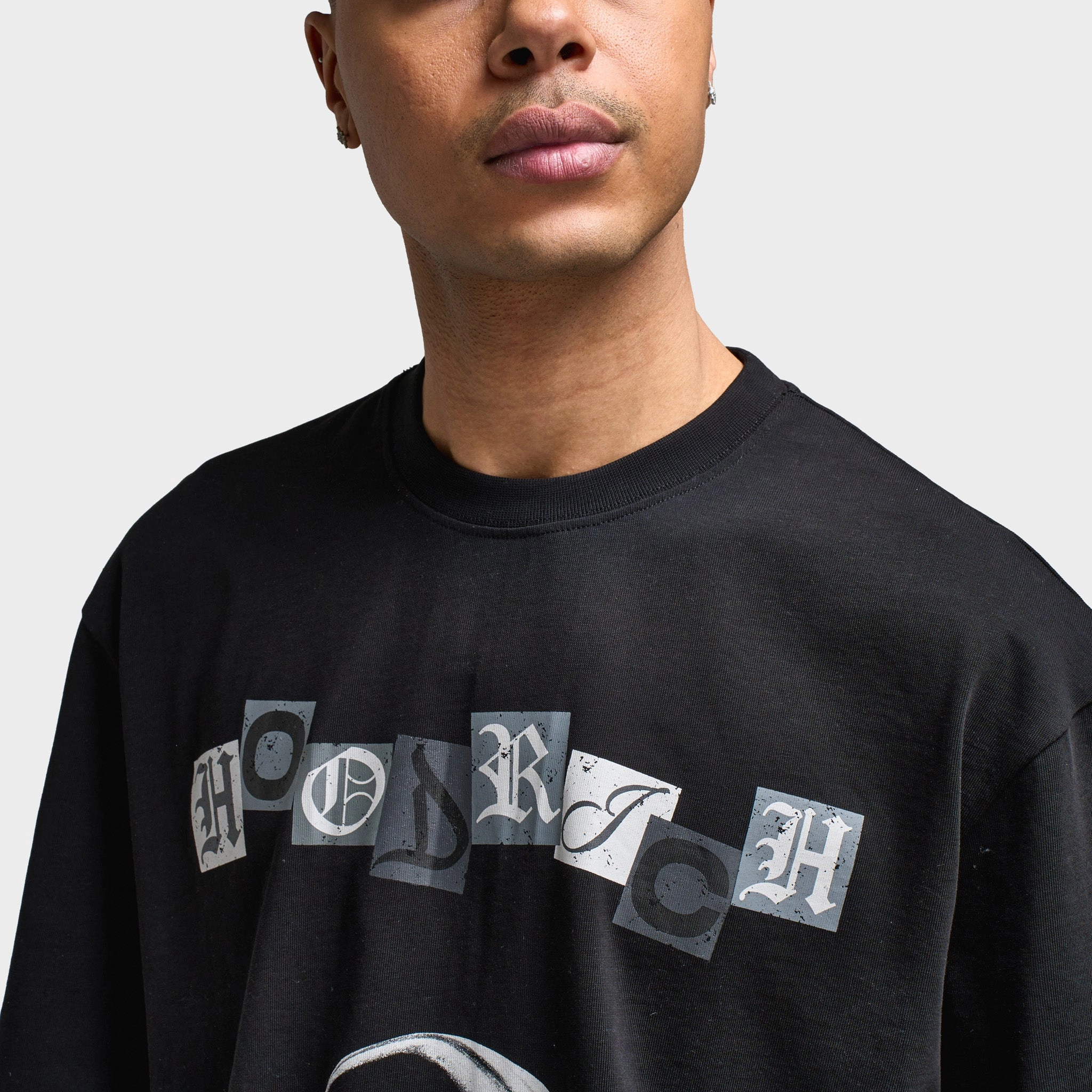 Anti Ride Up Design Modern Design Hoodrich Halo Oversized Graphic T-Shirt Black / Grey