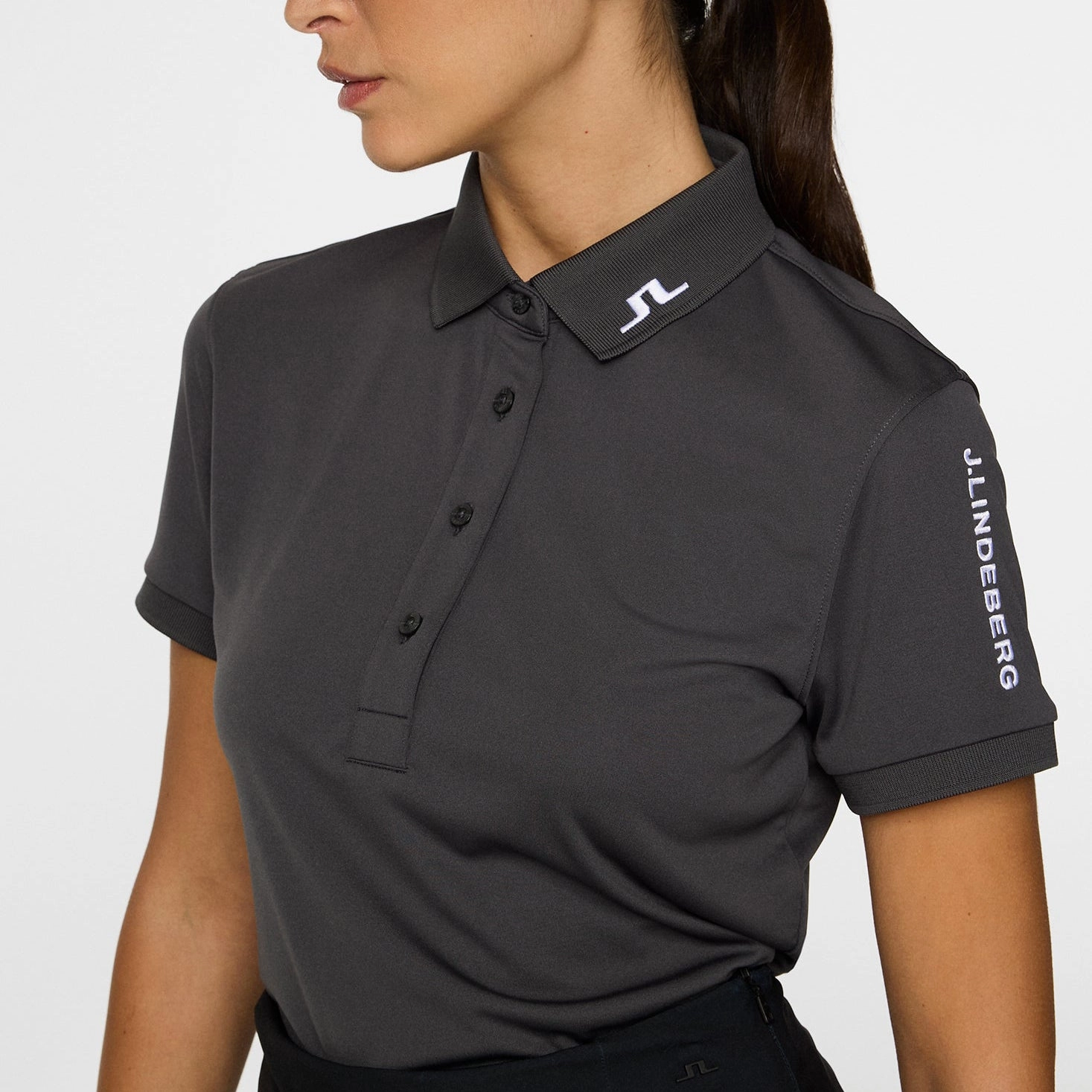 Athletic Comfort J.Lindeberg Women's Tour Tech Golf Polo Shirt - Asphalt