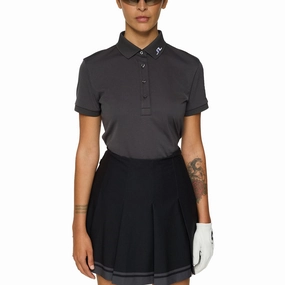 J.Lindeberg Women's Tour Tech Golf Polo Shirt - Asphalt Thermoregulating Lining