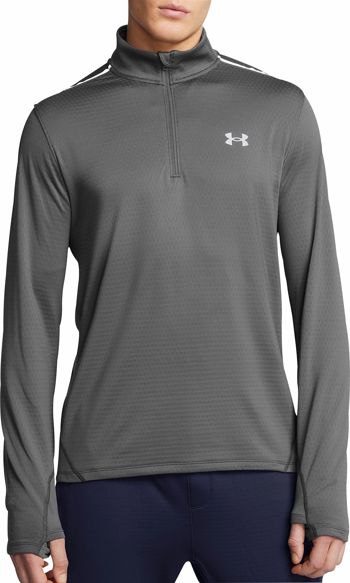 Under Armour Vanish Cold Weather Half Zip Long Sleeve Mens Running Top - Grey Audio Forest trail