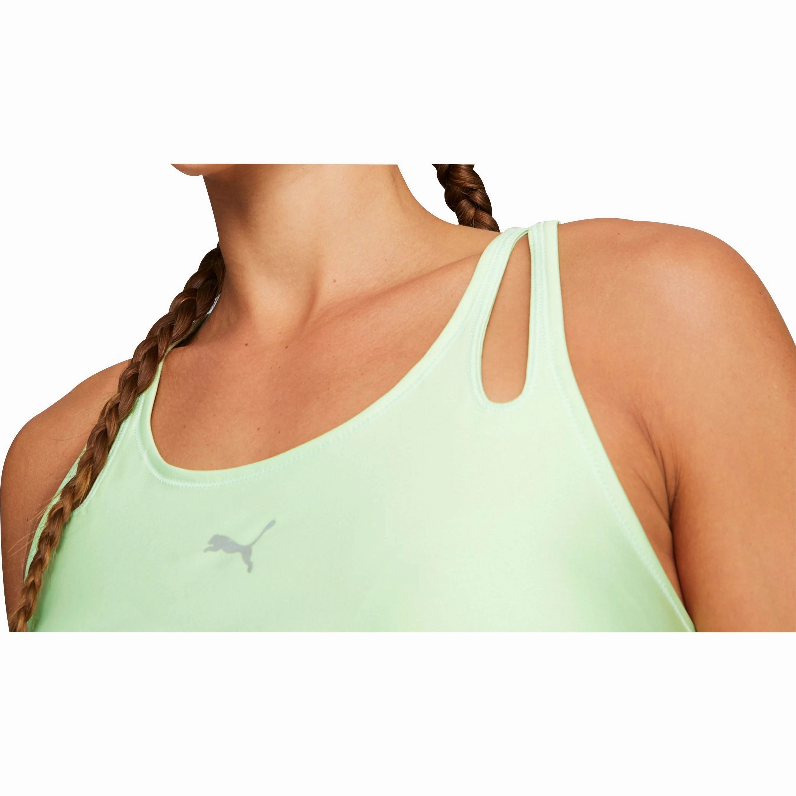 Puma Run Ultraform Womens Running Cropped Vest Tank Top - Green Multi Pocket Layout Multi Functional