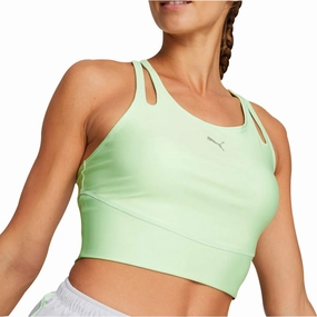 Puma Run Ultraform Womens Running Cropped Vest Tank Top - Green Quick Access Slots Seamless Bonding