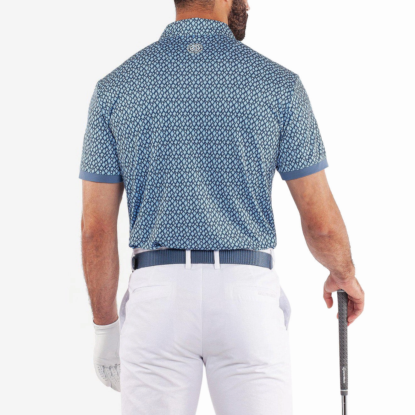 Galvin Green Manuel Golf Shirt - Moonlight Blue/White Bound Edge Detailing Holiday Outfit