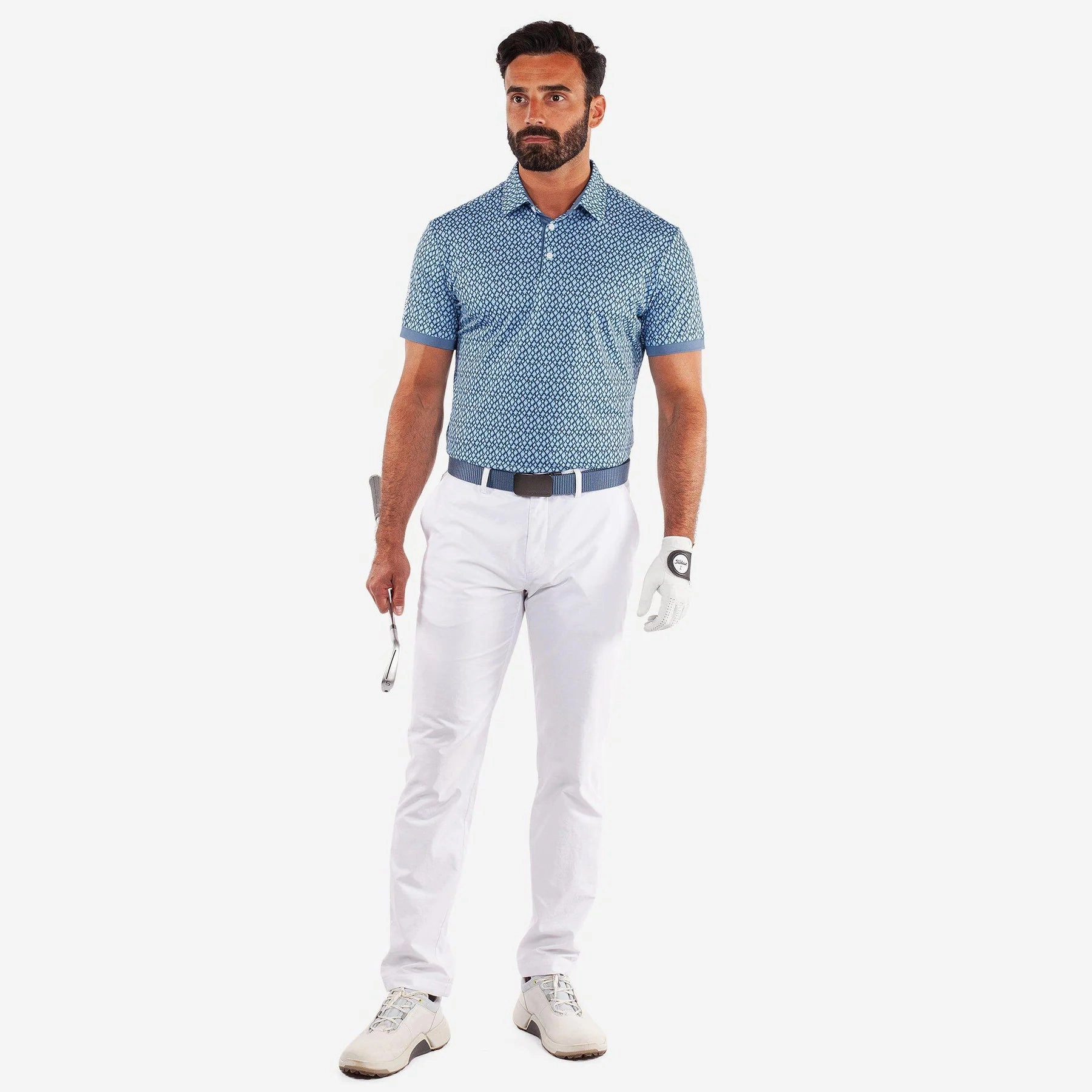 Galvin Green Manuel Golf Shirt - Moonlight Blue/White Stylish Neckline