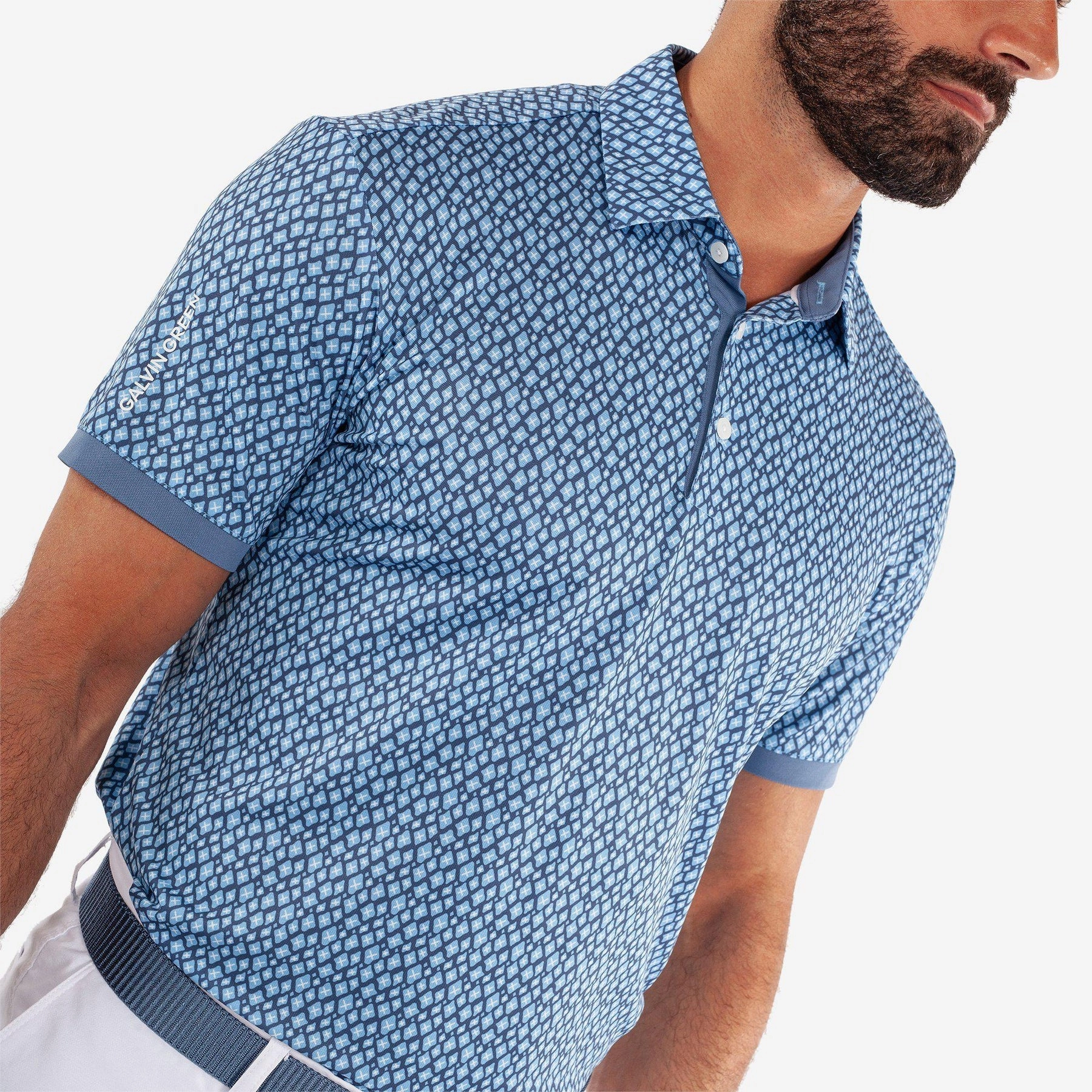 Summer Party Galvin Green Manuel Golf Shirt - Moonlight Blue/White
