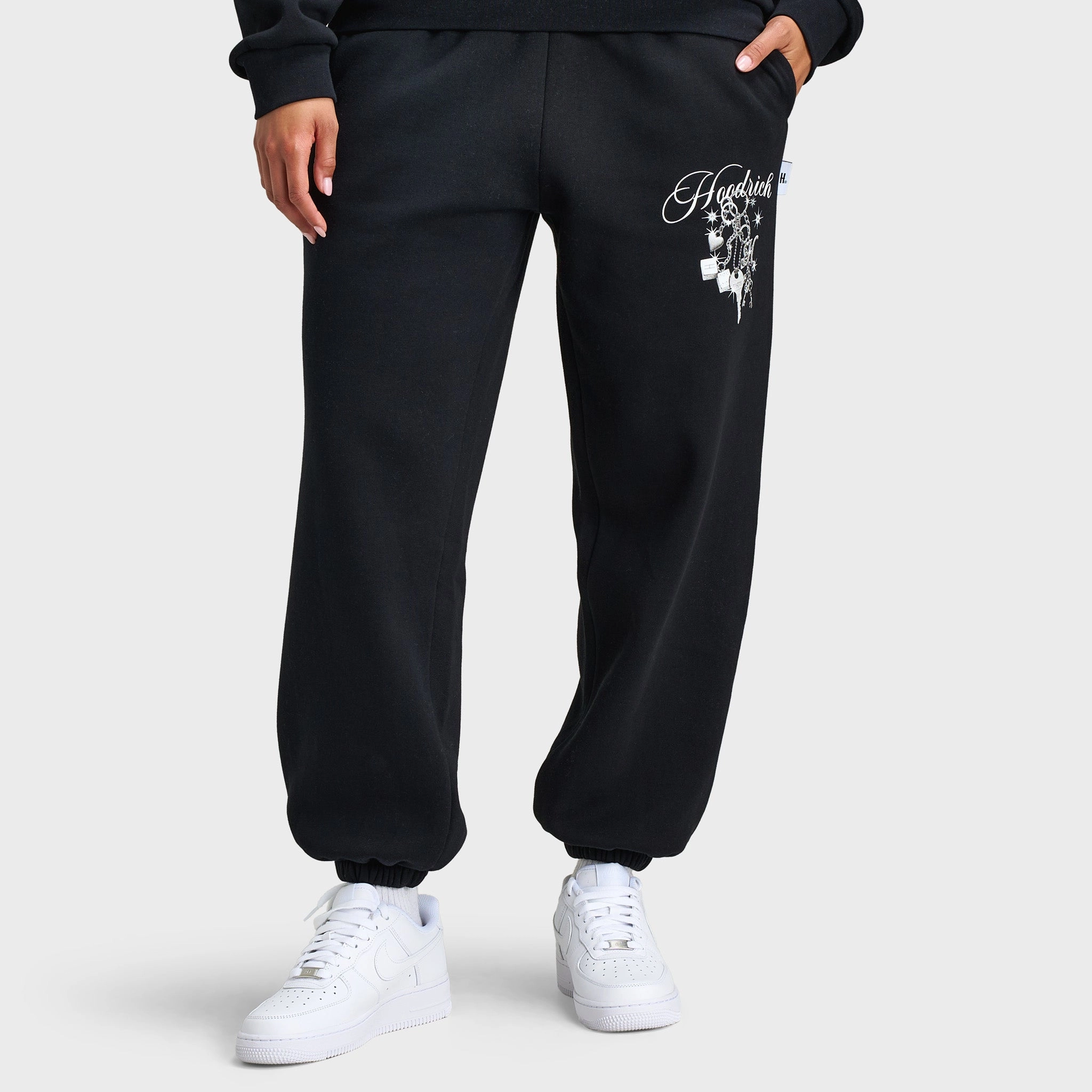 ElasticFree Cuffs Hoodrich Women's Oversized Joggers Black / Silver Rhinestone