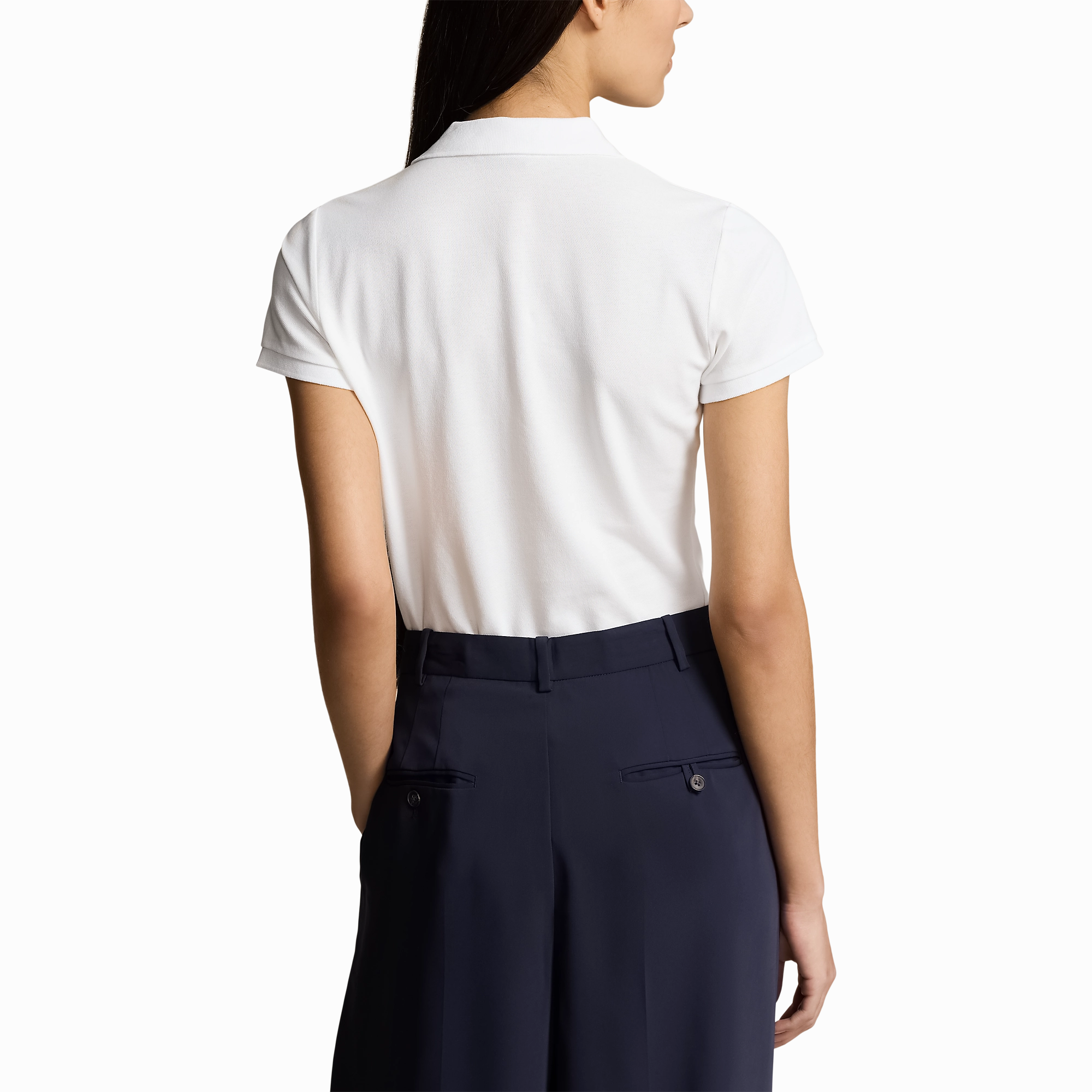 Stylish Detail Polo Performance Ralph Lauren Women's Cotton Tailored Fit Polo Shirt - Pure White