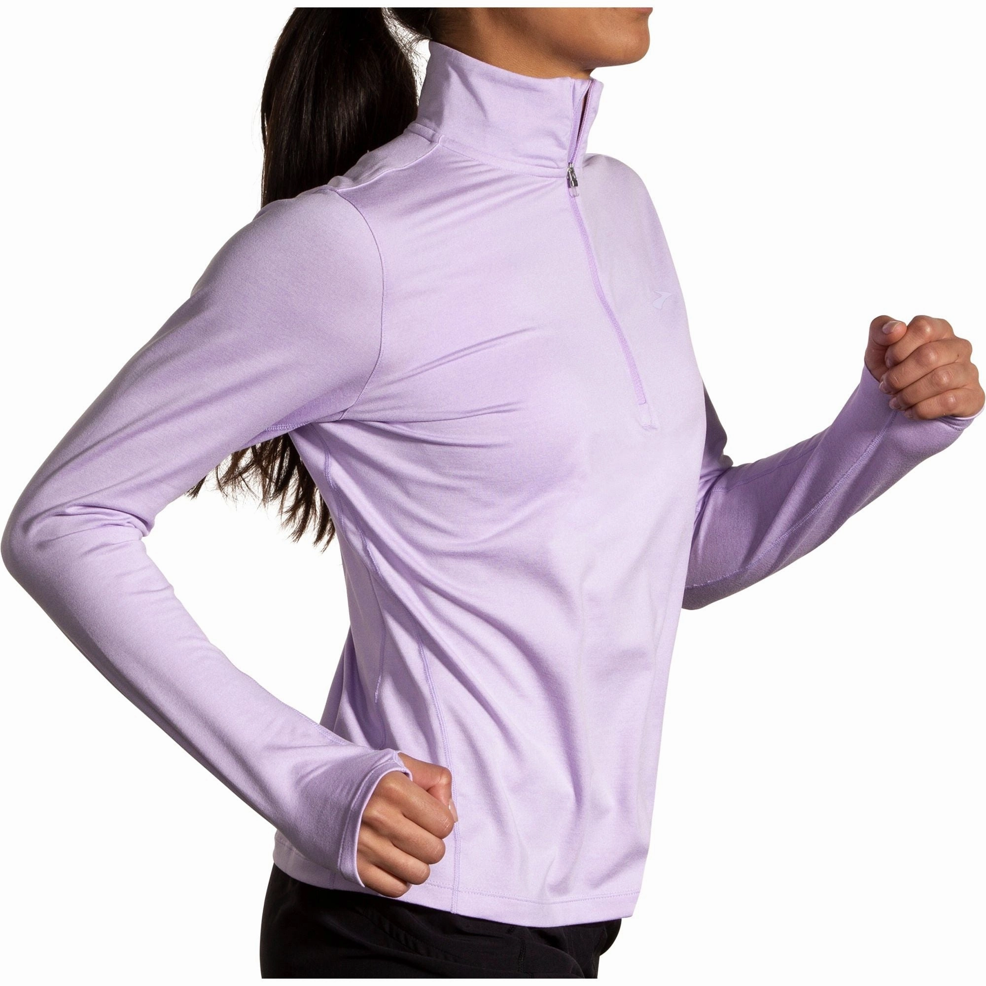 Cuffed edge Brooks Dash 2.0 Half Zip Long Sleeve Womens Running Top - Purple
