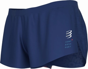 Compressport Racing Mens Split Running Shorts - Blue Bold Patterns