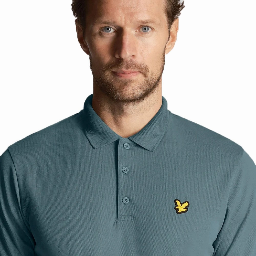 Lyle & Scott Golf Tech Polo Shirt - Iron Blue Durable Fabric LowProfile Hem