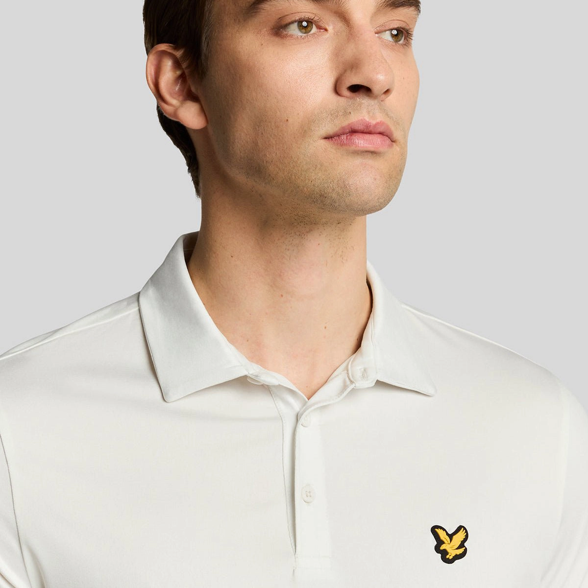 Lightweight Feel Breathable Weave Lyle & Scott Gradient Golf Polo Shirt - White