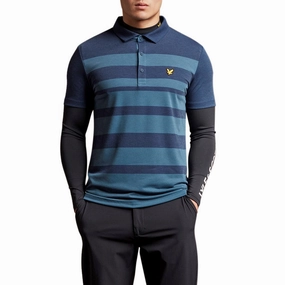Lyle & Scott Lightweight Wide Stripe Polo - Navy Business Travel