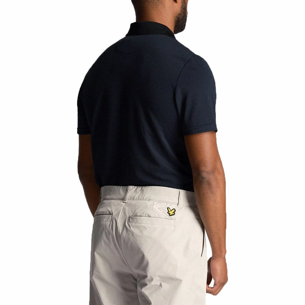 Yarn Dyed Collar Lyle & Scott Microstripe Golf Polo Shirt - Dark Navy/Jet Black