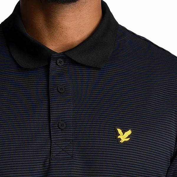 Breathable mesh Trendy Colors Lyle & Scott Microstripe Golf Polo Shirt - Dark Navy/Jet Black