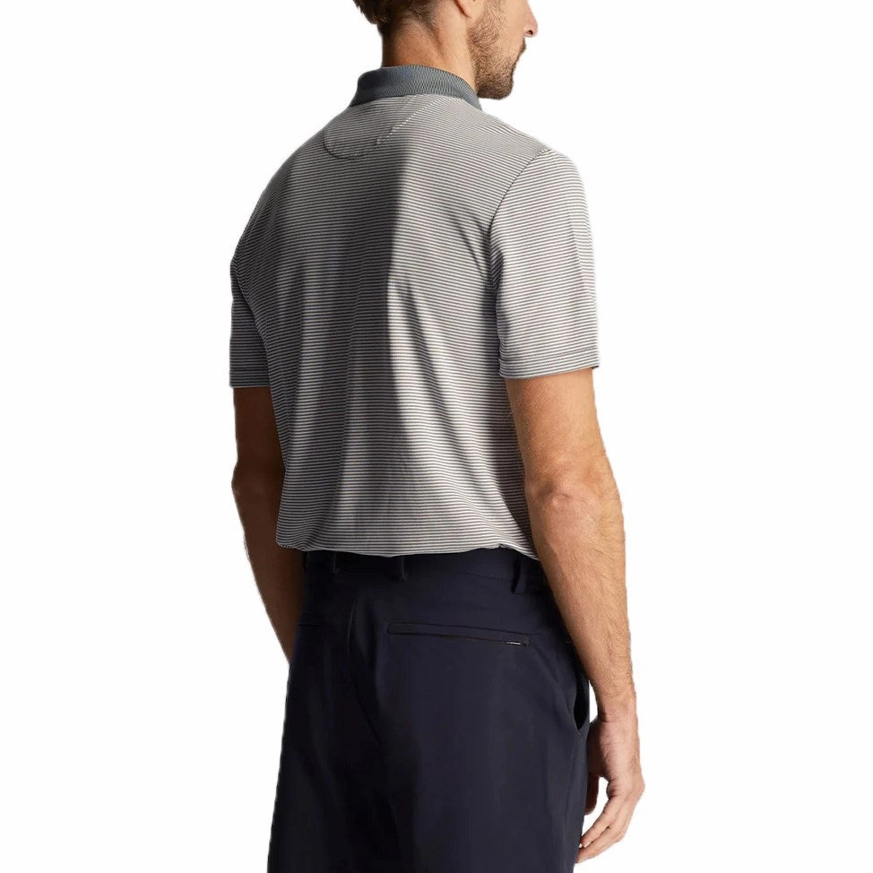 Multi Ply Collar Lyle & Scott Microstripe Golf Polo Shirt - Iron Blue/Club Blue