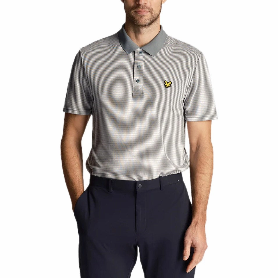 Hygroscopic Threads Lyle & Scott Microstripe Golf Polo Shirt - Iron Blue/Club Blue