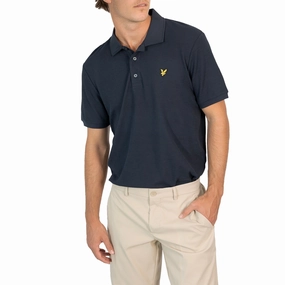 Lyle & Scott Milano Cotton Polo Shirt - Dark Navy FadeResistant Dye Micro Perforated Fabric