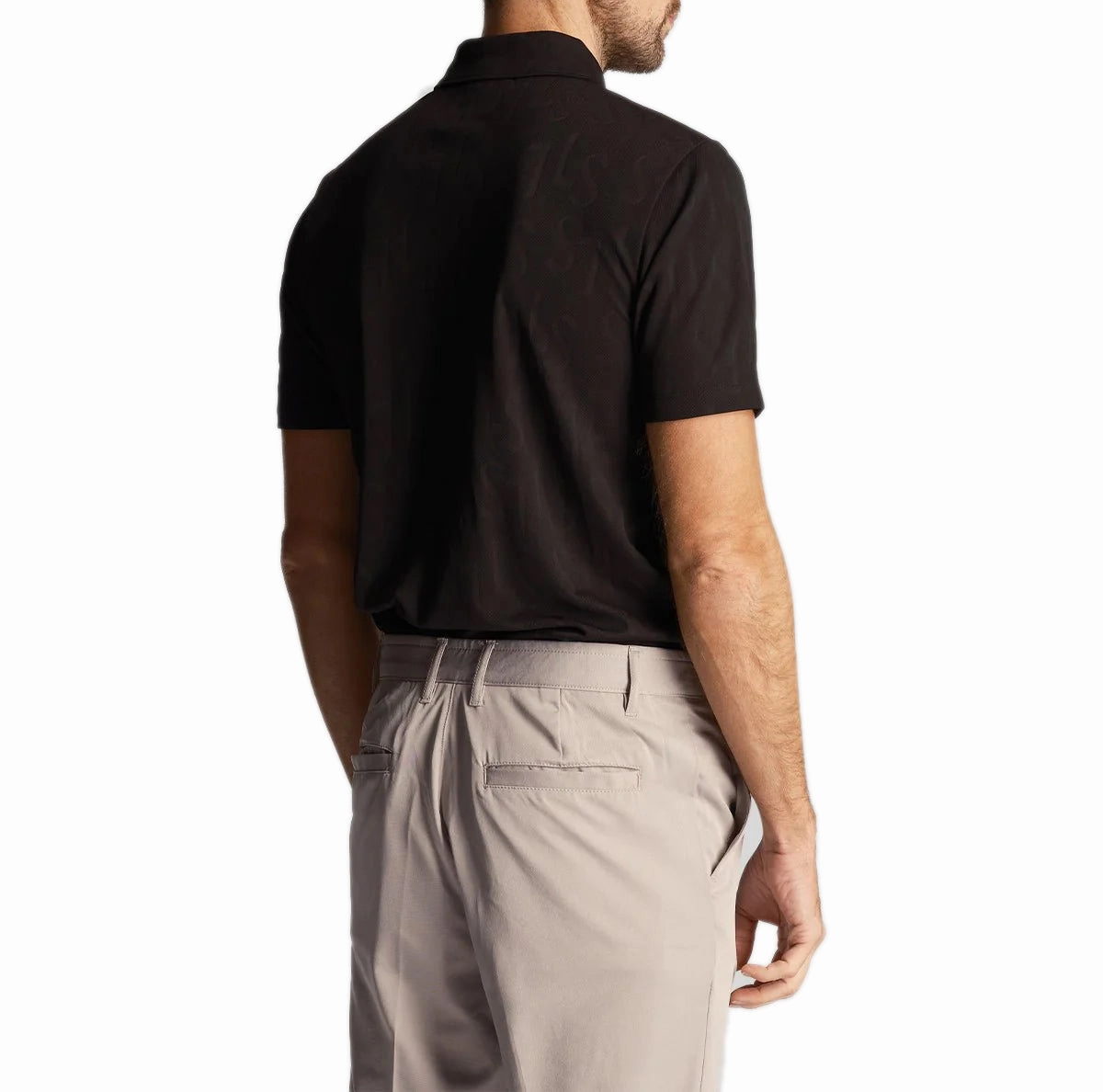 HighDurability Yarn Moisture Wicking Fabric Lyle & Scott Monogram Jacquard Golf Polo Shirt - Jet Black