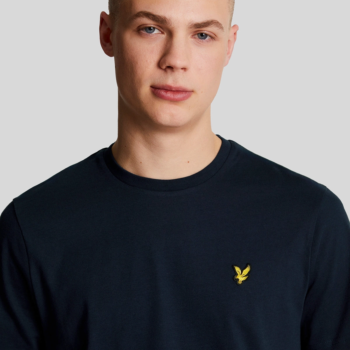 Spring Summer TwoTone Fabric Blend Lyle & Scott Plain Golf T-Shirt - Dark Navy