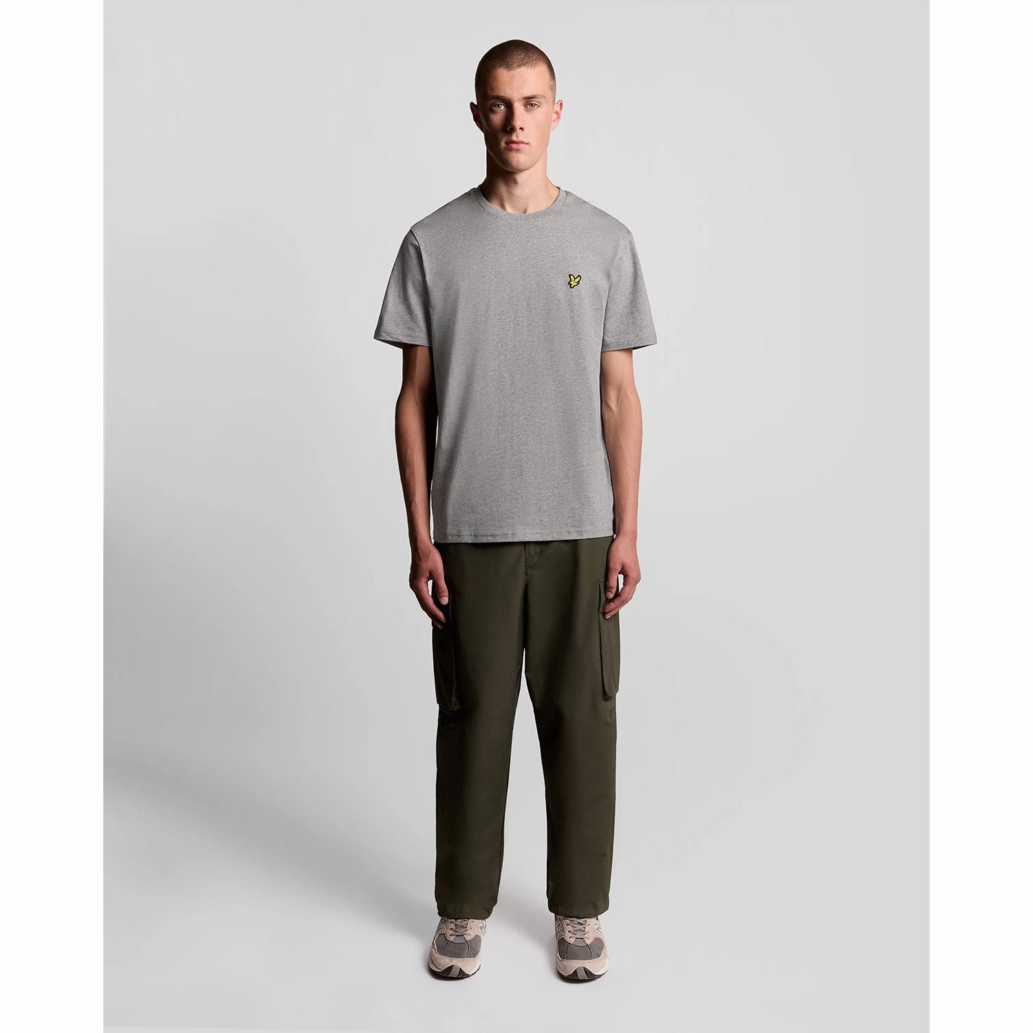 Lyle & Scott Plain Golf T-Shirt - Light Grey Marl Snap Button Closure