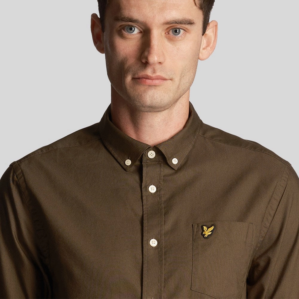AntiFade Technology Breathable Jersey Lyle & Scott Regular Fit Lightweight Oxford Shirt - Olive