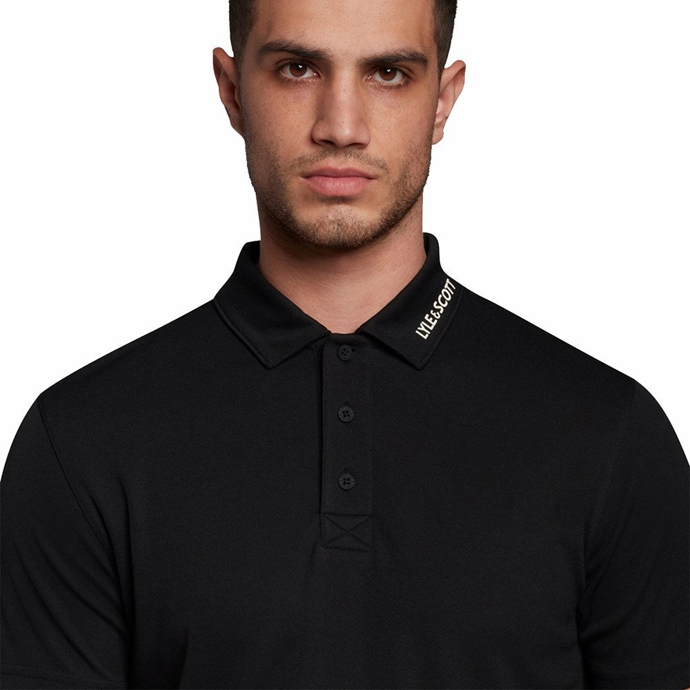 TemperatureRegulating Layer Lyle & Scott Tonal Eagle Tech Collar Logo Polo - Jet Black