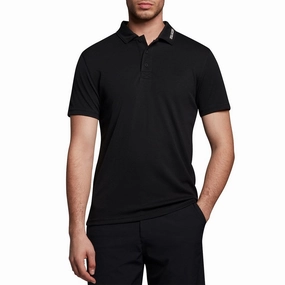 Stretch Comfort Office Attire Lyle & Scott Tonal Eagle Tech Collar Logo Polo - Jet Black
