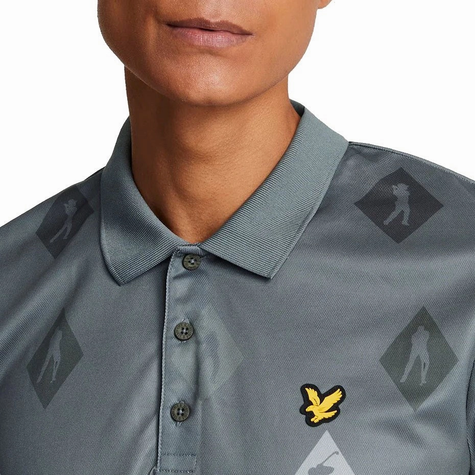 Spring Summer Effortless Look Lyle And Scott Polka Diamond Polo Golf Shirt - Cactus Green