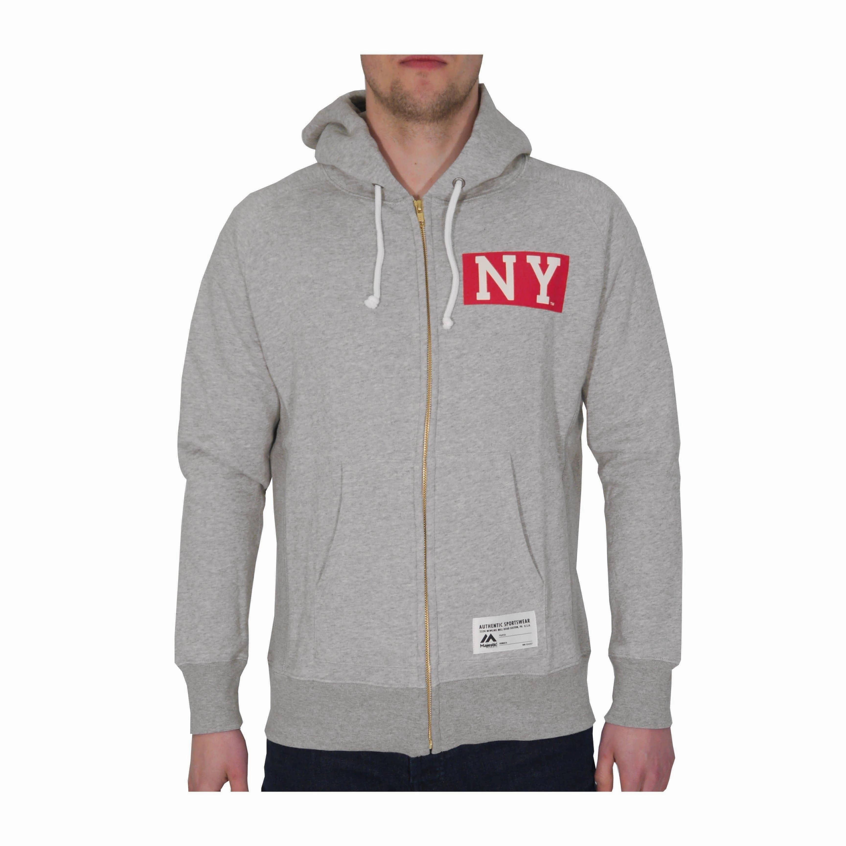StretchWaistband Wool Fit Majestic Athletic Naceri MLB NY Mens Hoody - Grey