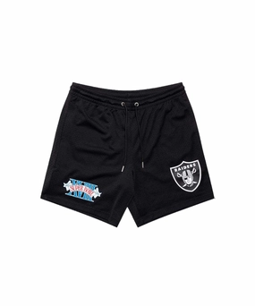 Majestic Las Vegas Raiders Vintage Sport Mesh Shorts (Faded Black) CompactWeave QuickDryTechnology