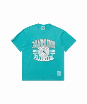 Majestic Miami Marlins Glow Stripe Tee (Faded Teal) SoftTouch AllSeasonWear