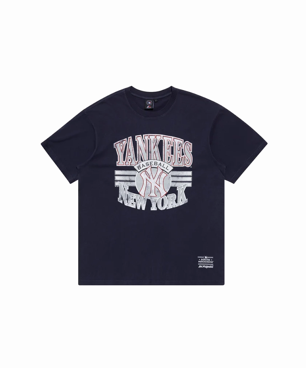 Sun Beam Fresh Ease Majestic New York Yankees Glow Stripe Tee (True Navy)