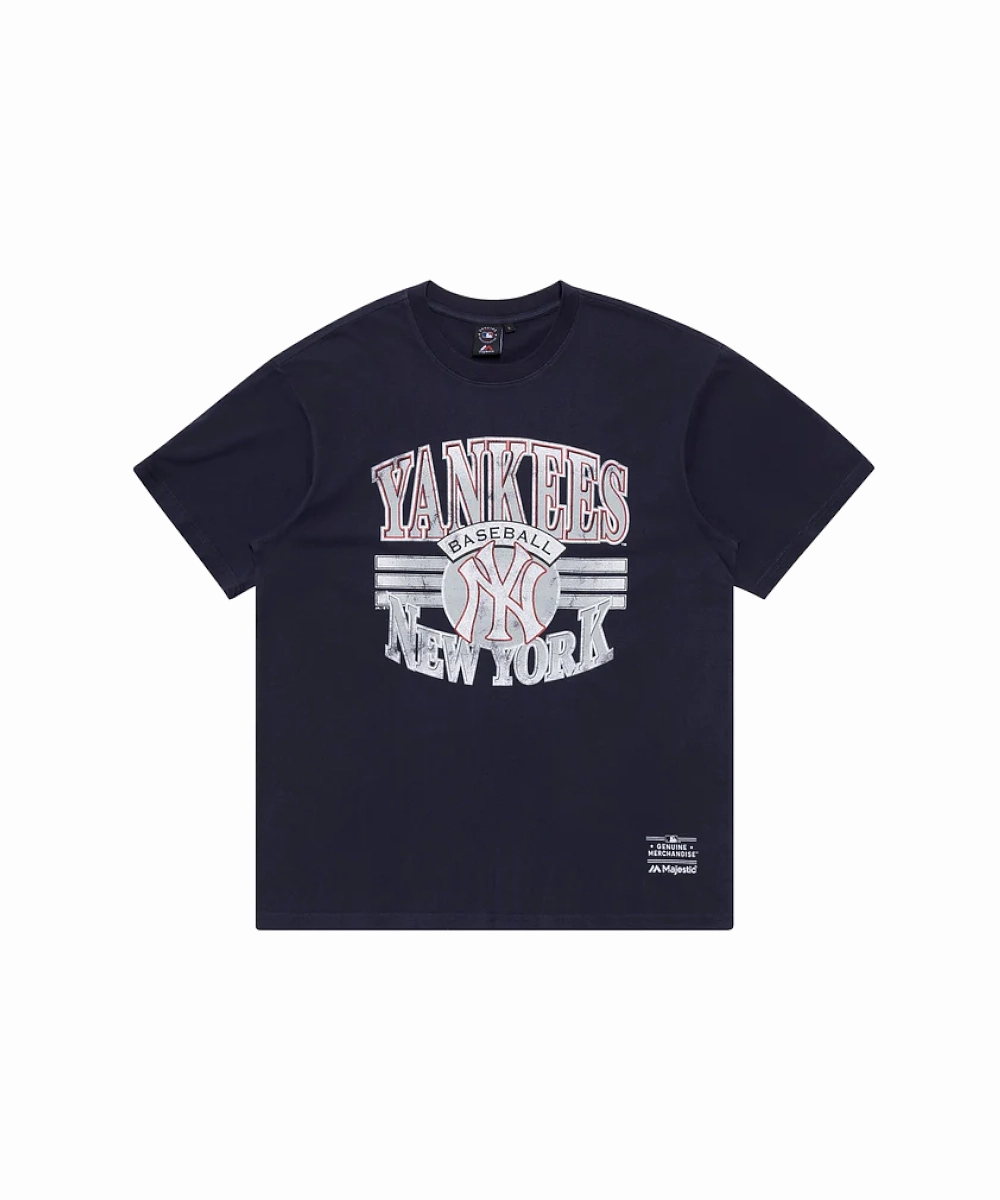 AntiStaticTechnology Majestic New York Yankees Glow Stripe Tee (True Navy)