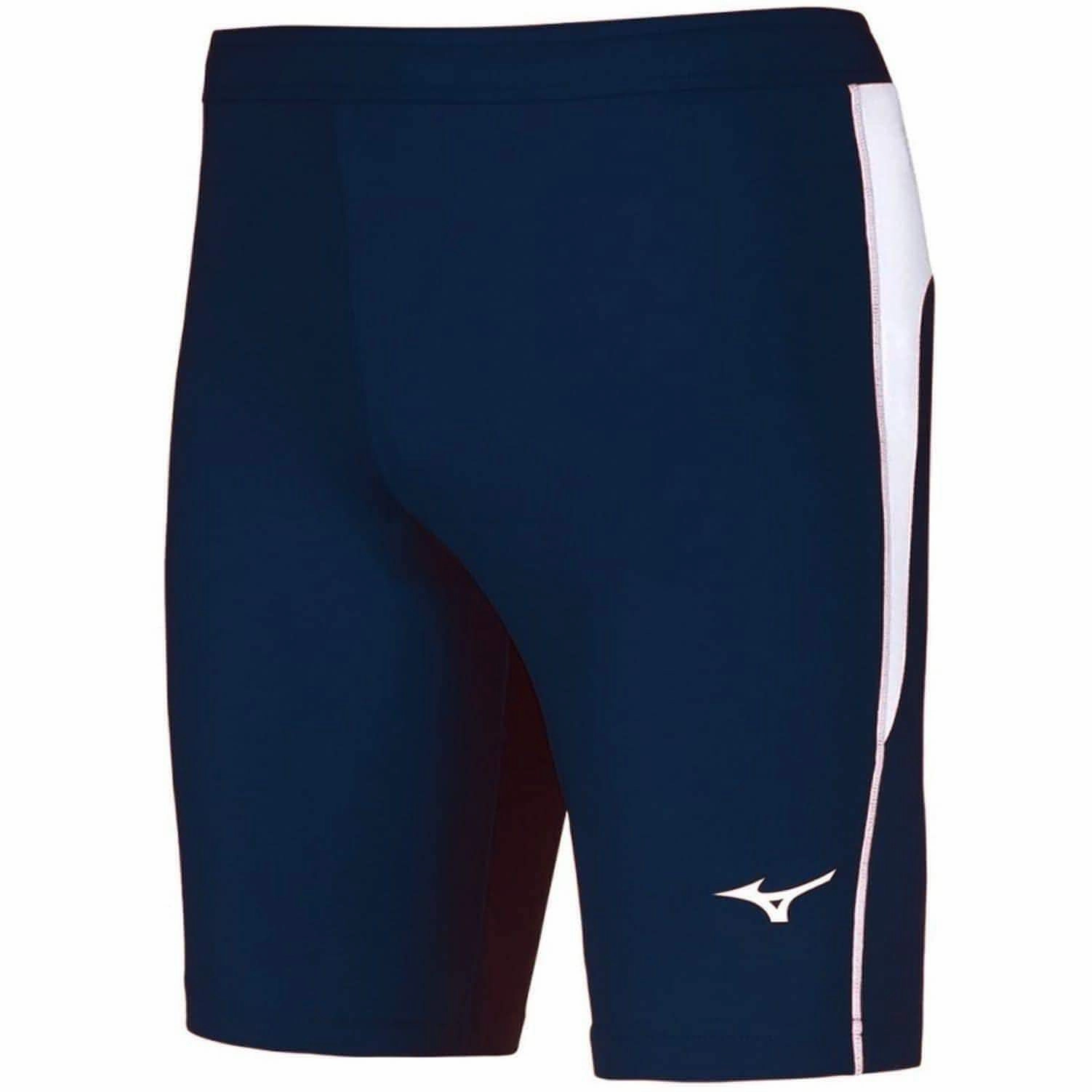 Mizuno Core Mens Short Running Tights - Blue MultiPocket Configuration