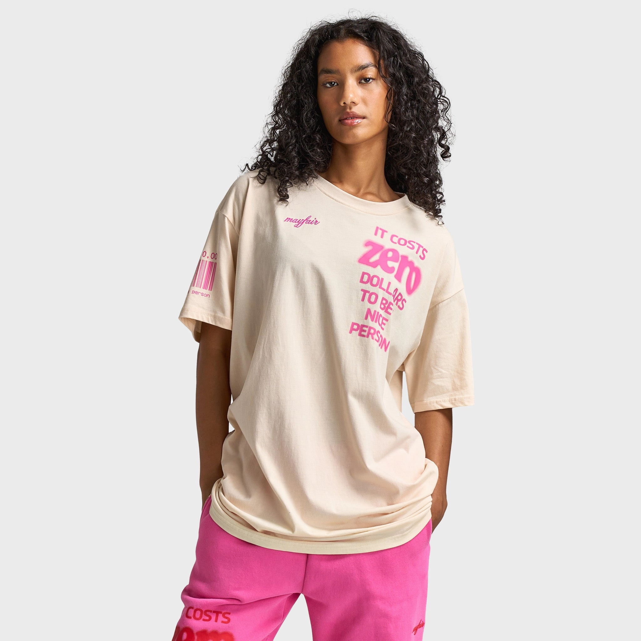 Mayfair Women's It Costs $0 Oversized Tee / Cream easy to pair