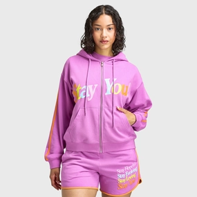 elastic waistband Odor Resistant Mayfair Women's Stay You Full Zip Hoodie / Pink