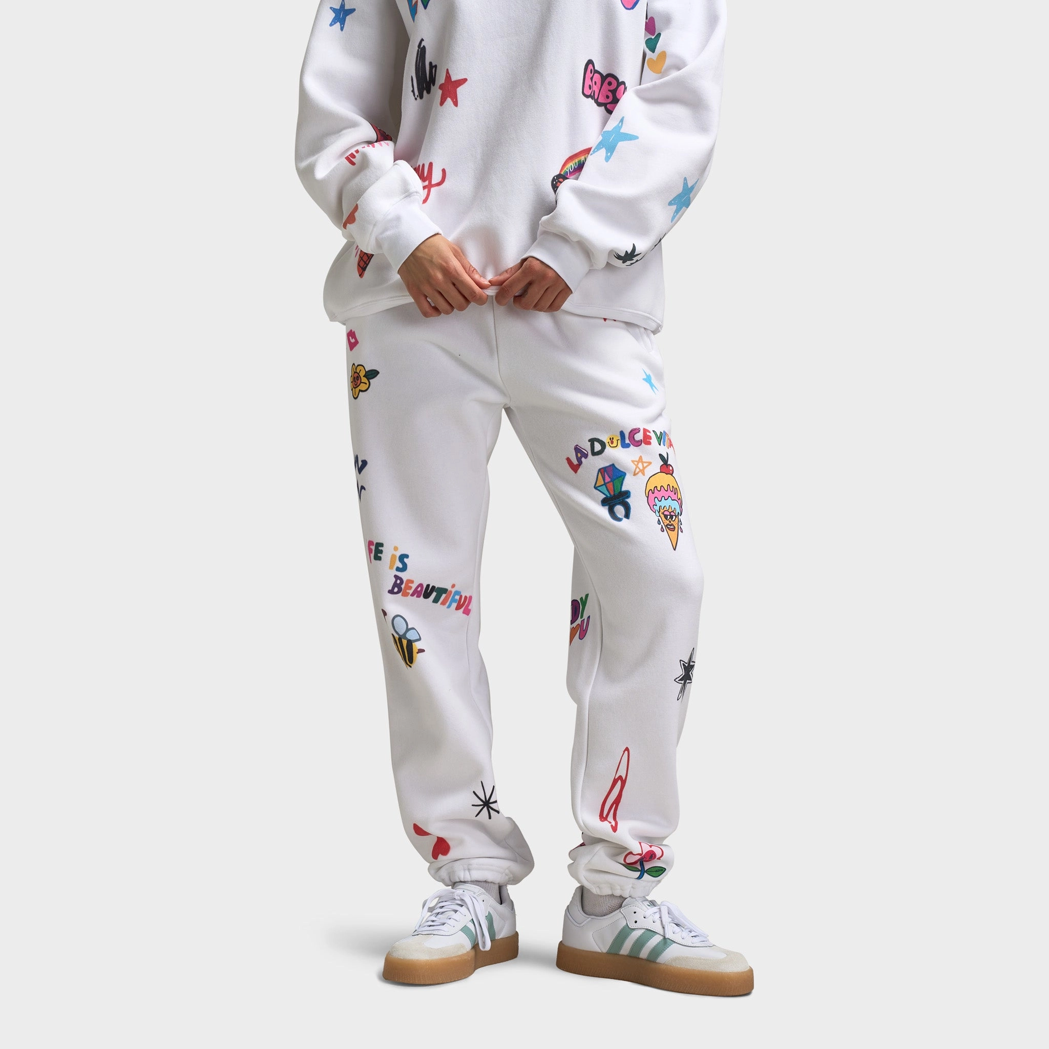 Fearless Mode Mayfair x @iscreamcolour Women's Somebody Loves You Sweatpants / White